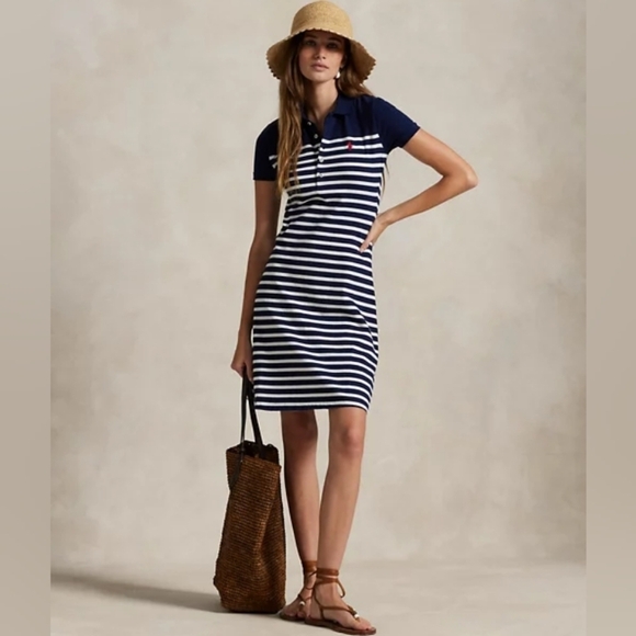 LRL NEW Black and White Striped Belted Cotton Mini Dress Size M Petite - Picture 15 of 15